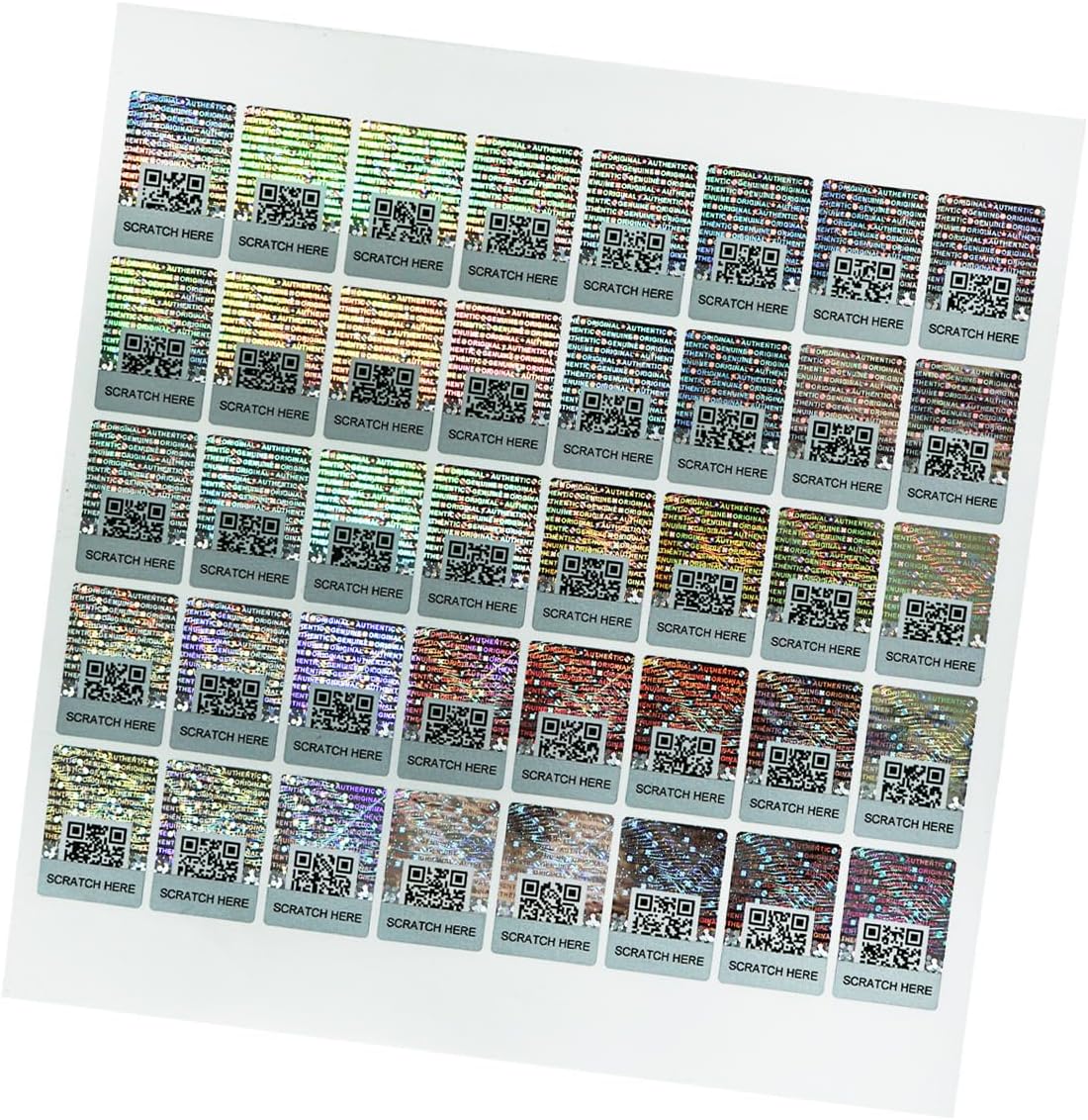 Anti-Counterfeit Packaging Authentic Hologram Labels Silver QR Code Stickers Security Seals Genuine Tags Unique Random Serial Number 1X0.7 inch Holographic Stickers(200pcs)