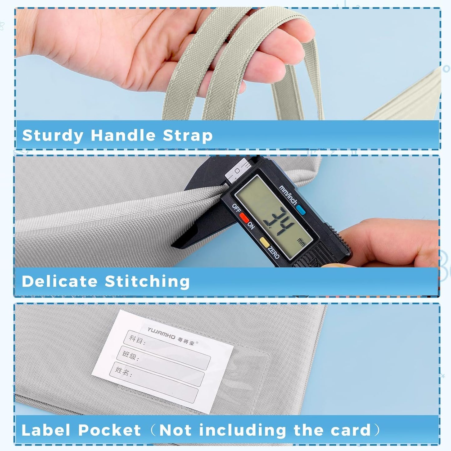 Pendancy Mesh Zipper Pouch A4 Size, Large Double Pocket Waterproof File Bag with Handle, 11x13.8 in Foldable Document Storage for Puzzle Project/Cross Stitch/Travel/Office（Advanced Green）