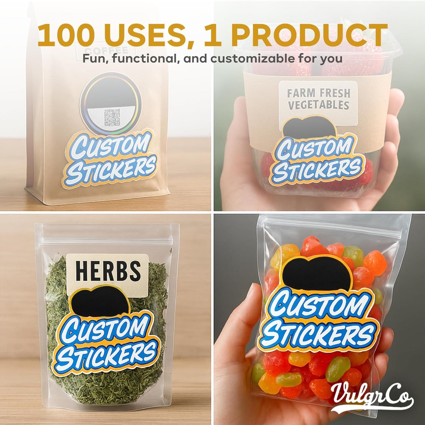 VulgrCo Personalized Custom Individually Die Cut Stickers Decals for Fun, Business, Weddings, Birthdays, Gifts Waterproof (Reflective)