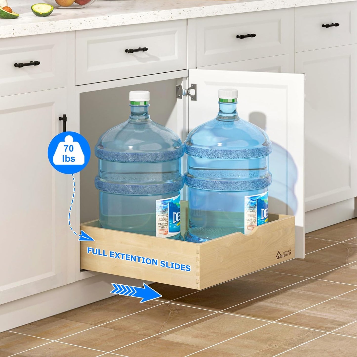 WelFurGeer Soft Close Pull Out Drawers for Kitchen Cabinets, 29" W x 22" D Pull Out Cabinet Organizer, Premium Birchwood Pull-Out Cabinet Drawers, Heavy-Duty Cabinet Organizer for Home & Kitchen