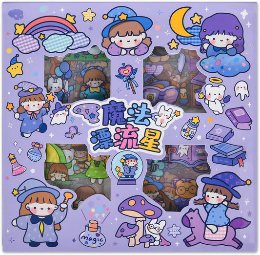 Kawaii Cute Cartoon Bear Stickers - 100 Sheets Bunny Transparent PET Journaling Supplies Calendar Decals Sticker for Scrapbook Collage Planners Arts Crafts Water Bottle Phone Case Kids DIY