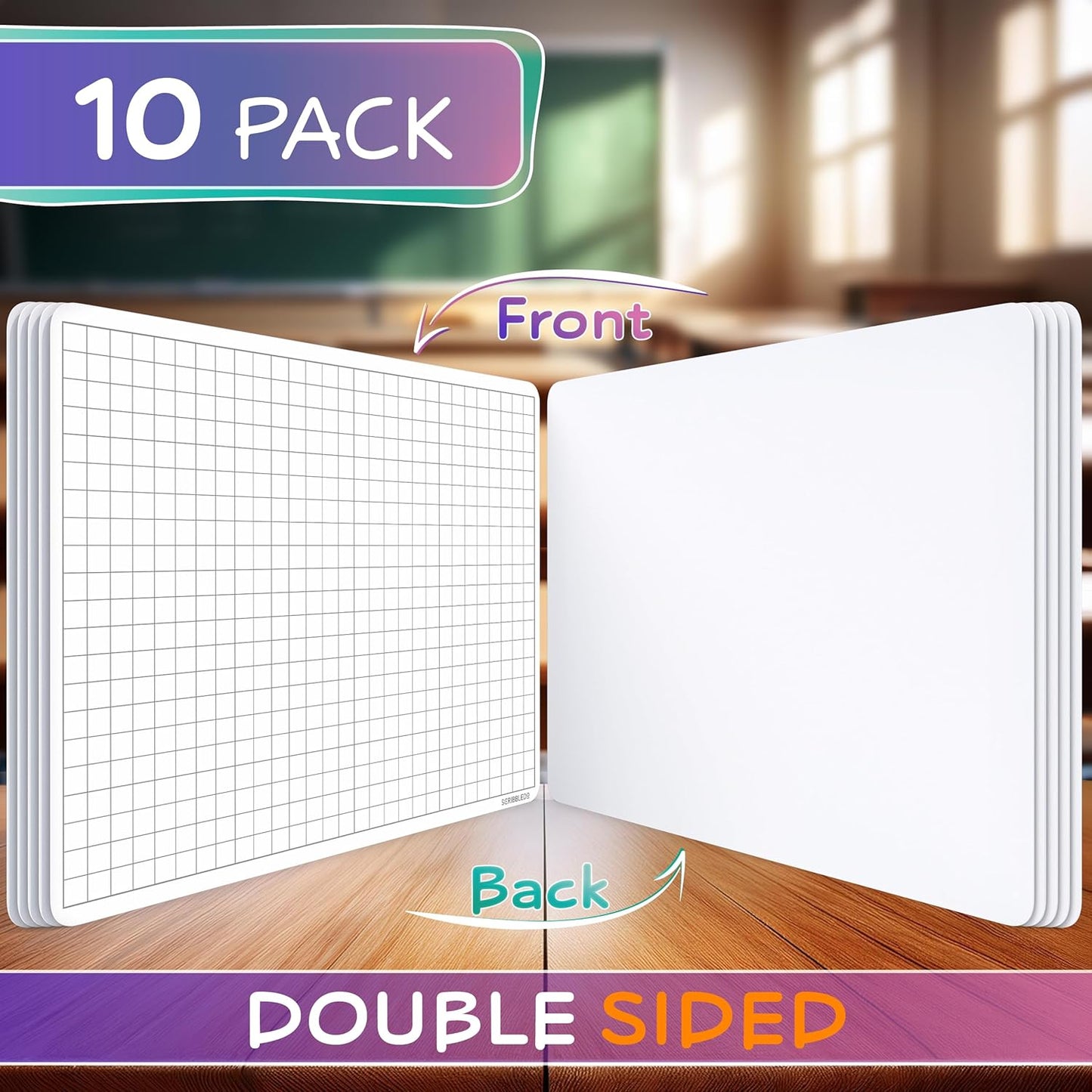 SCRIBBLEDO Grid Dry Erase Sheets 9”x12” Math Practice Small White Board Sheets Math Manipulatives Quad Graph Whiteboard Sheets Math Supplies Homeschool Teacher Students Classroom Pack of 10