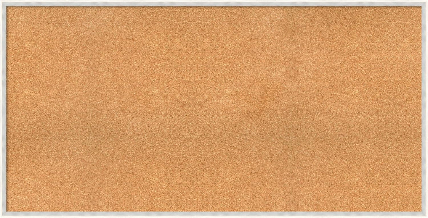 Amanti Art Natural Cork Board for Wall, 29x57 Vision Board with White Frame, Oversize Corkboard Office Decor for Home Organization, Modern Corkboard Pinboard to Display Items for Home Organization in