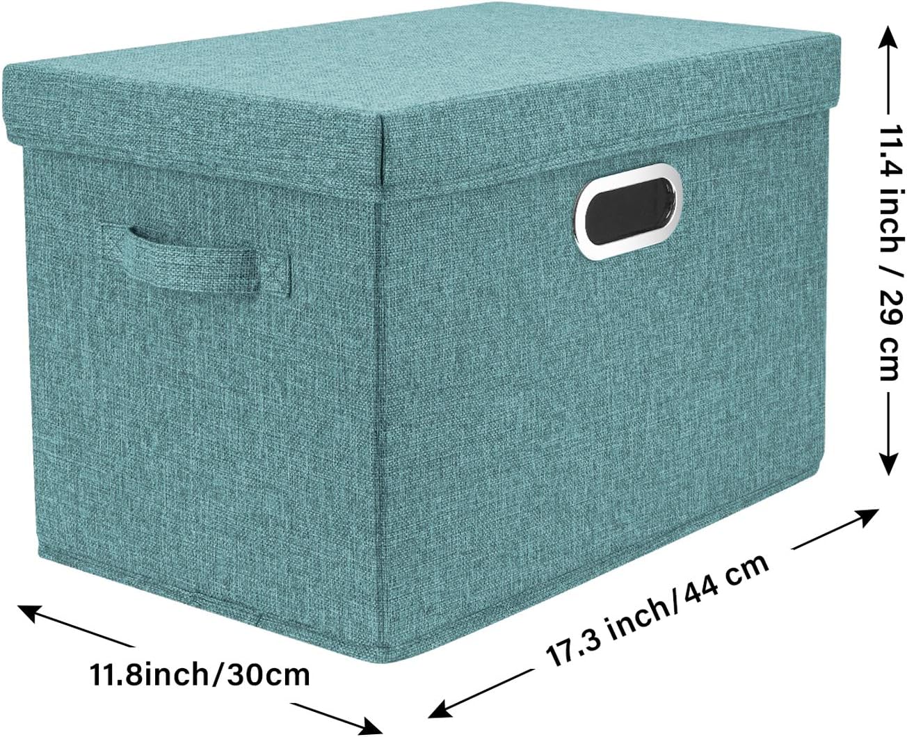 TYEERS Large Storage Bins with Lids, Collapsible, Washable, Fabric Storage Boxes for Organizing, 17.3x11.8x11.4 inches, 5 Pack, Aqua Deep