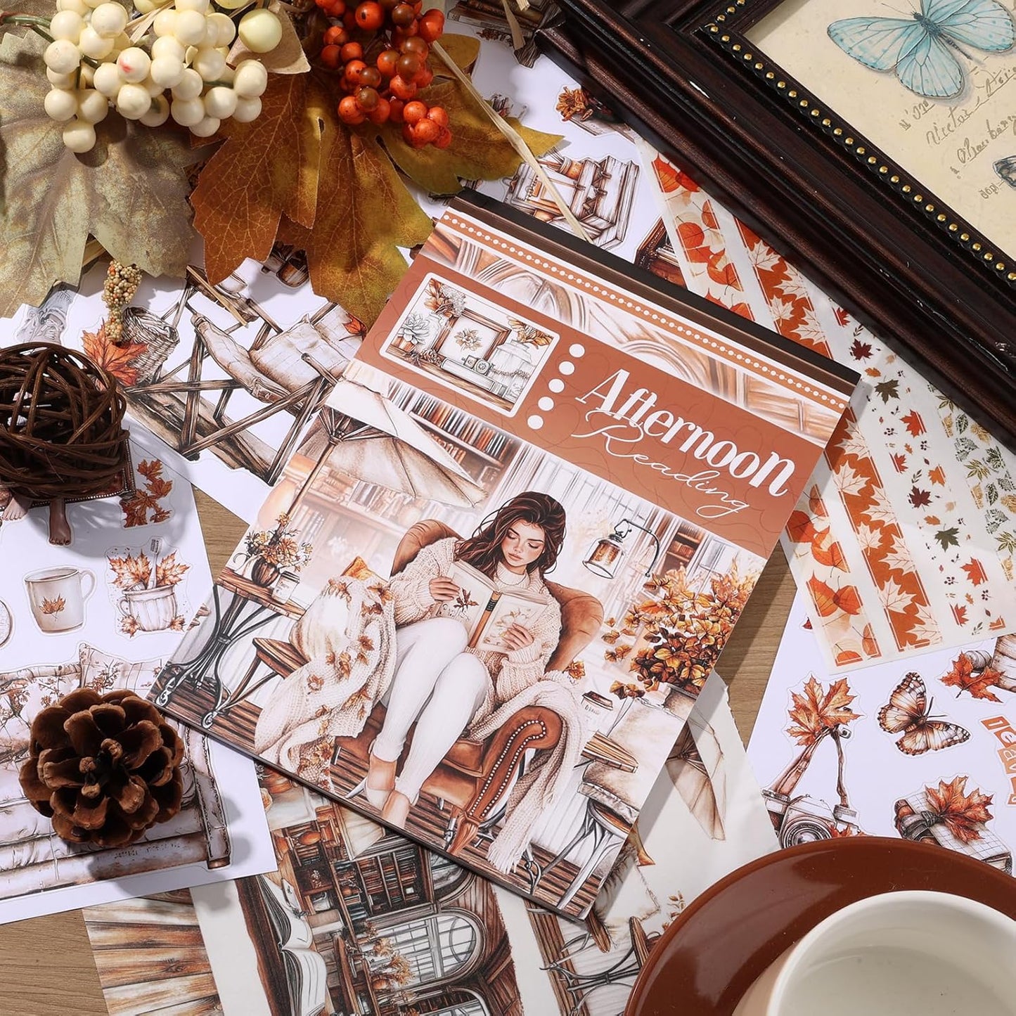 A5 Size Journaling Stickers -200 Pre-Cut Washi Stickers for Junk Journal & Scrapbooking Transparent Reading Girls Journal Sticker