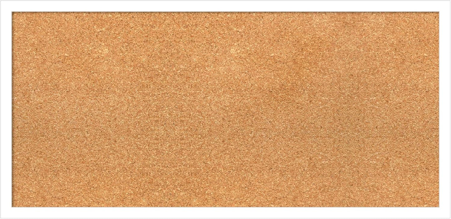 Amanti Art Natural Cork Board for Wall, 15x31 Vision Board with White Frame, Medium Corkboard Office Decor for Home Organization, Modern Corkboard Pinboard to Display Items for Home Organization in