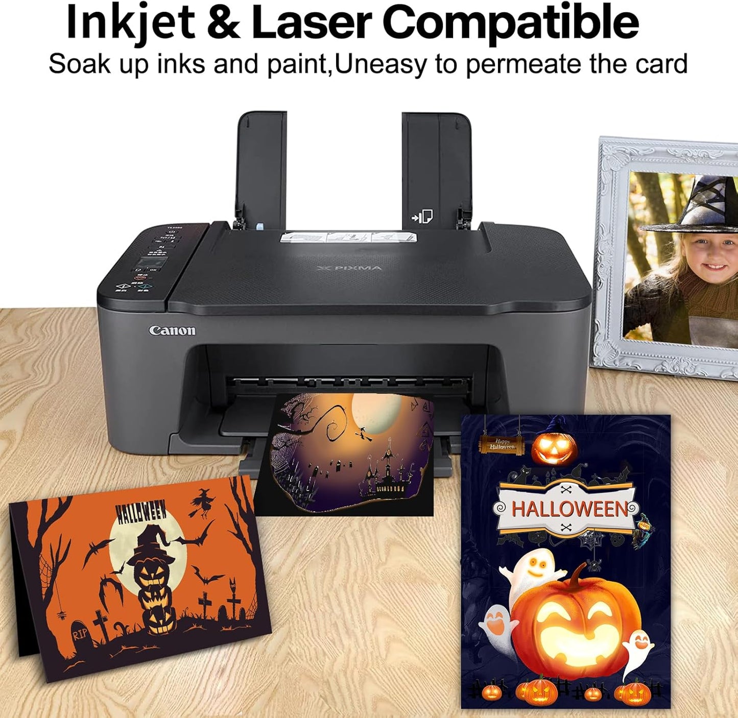 50 Sheets Black Cardstock 8.5 x 11 Thick Paper, Goefun 80lb Card Stock Paper for Halloween, Invitations, Scrapbooking, Crafts, DIY Cards