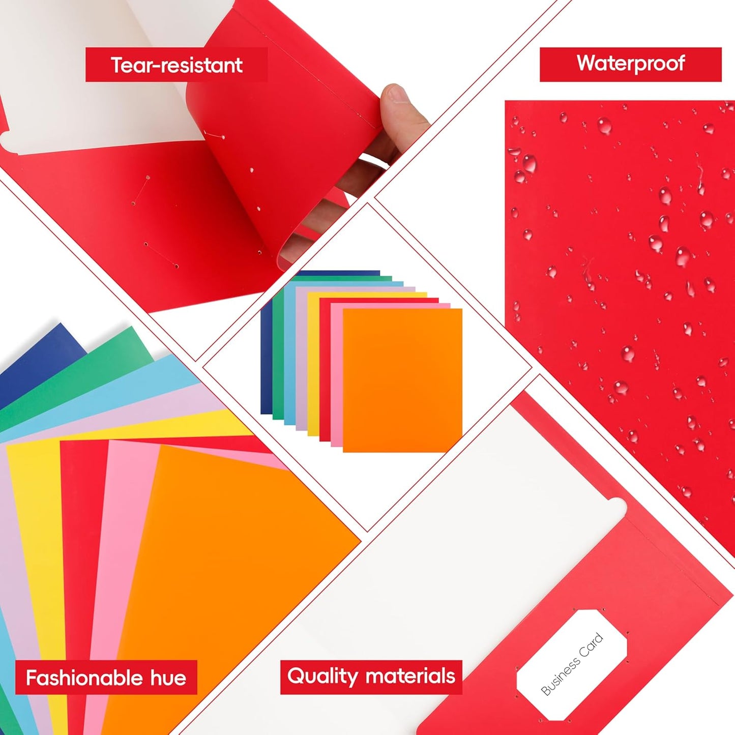 50 Pack Folders with Pockets, Pocket Folders Fit Letter Size Paper, with Business Card Slot, 2-Pocket Folder for School Office Home Business