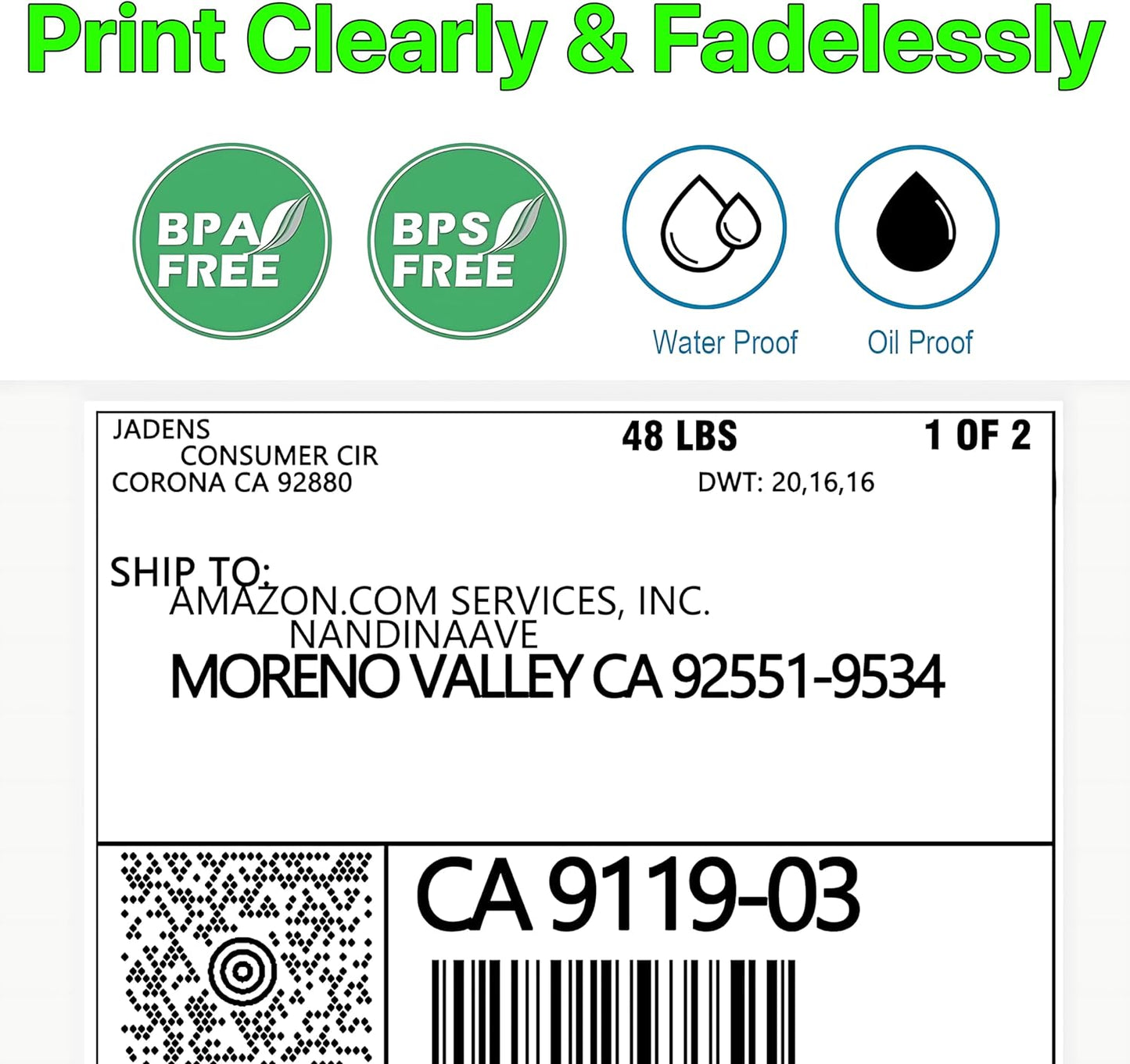 Roll [4 x 6 inch] x [500 Thermal Labels] Direct White Strong Adhesive Perforated Postage Shipping Printer Compatible with Zebra SNBC Epson Rollo (500 Labels, 1 Roll)