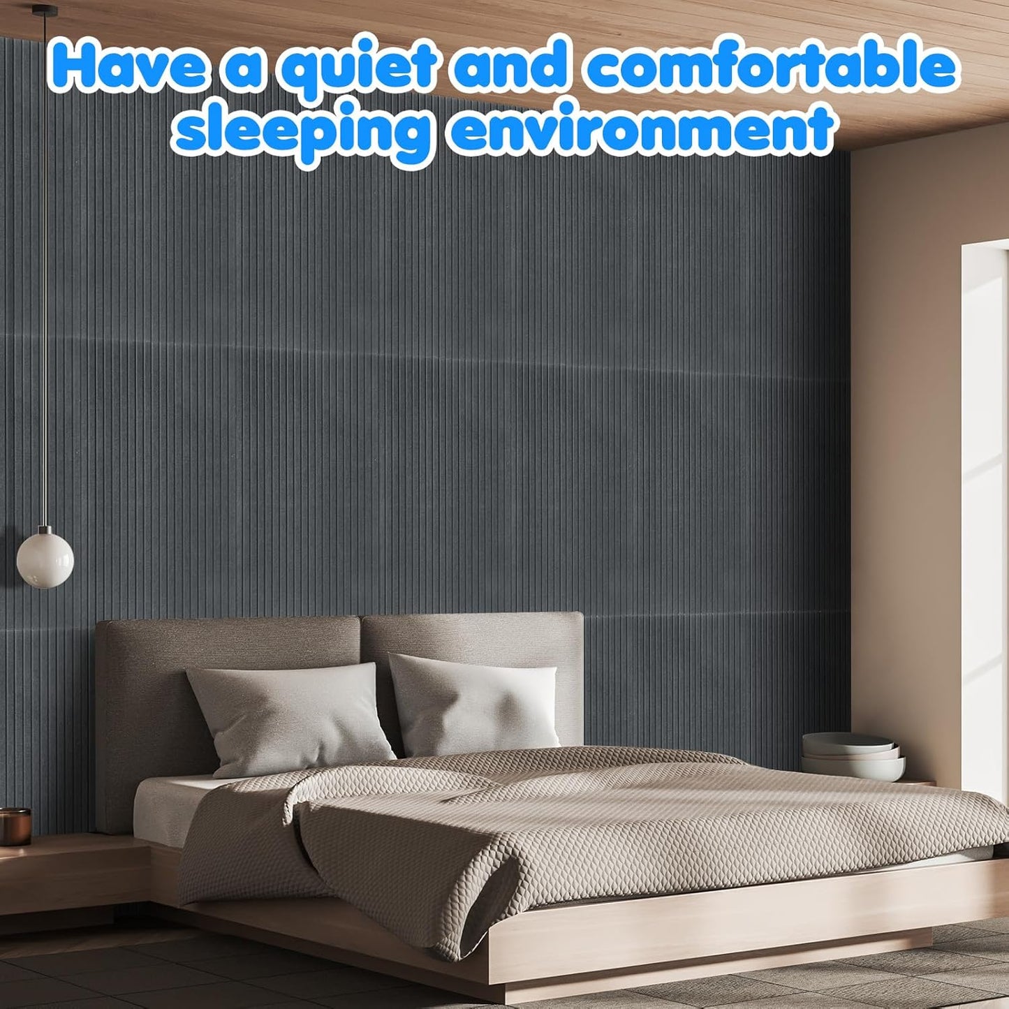 Woanger 5 Pack Large Acoustic Panels 47x24x0.4 Inch Sound Dampening Panels Self-Adhesive Noise Absorbing Sound Proof Wall for Echo Absorption for Home Studio Office Game Room(Gray)