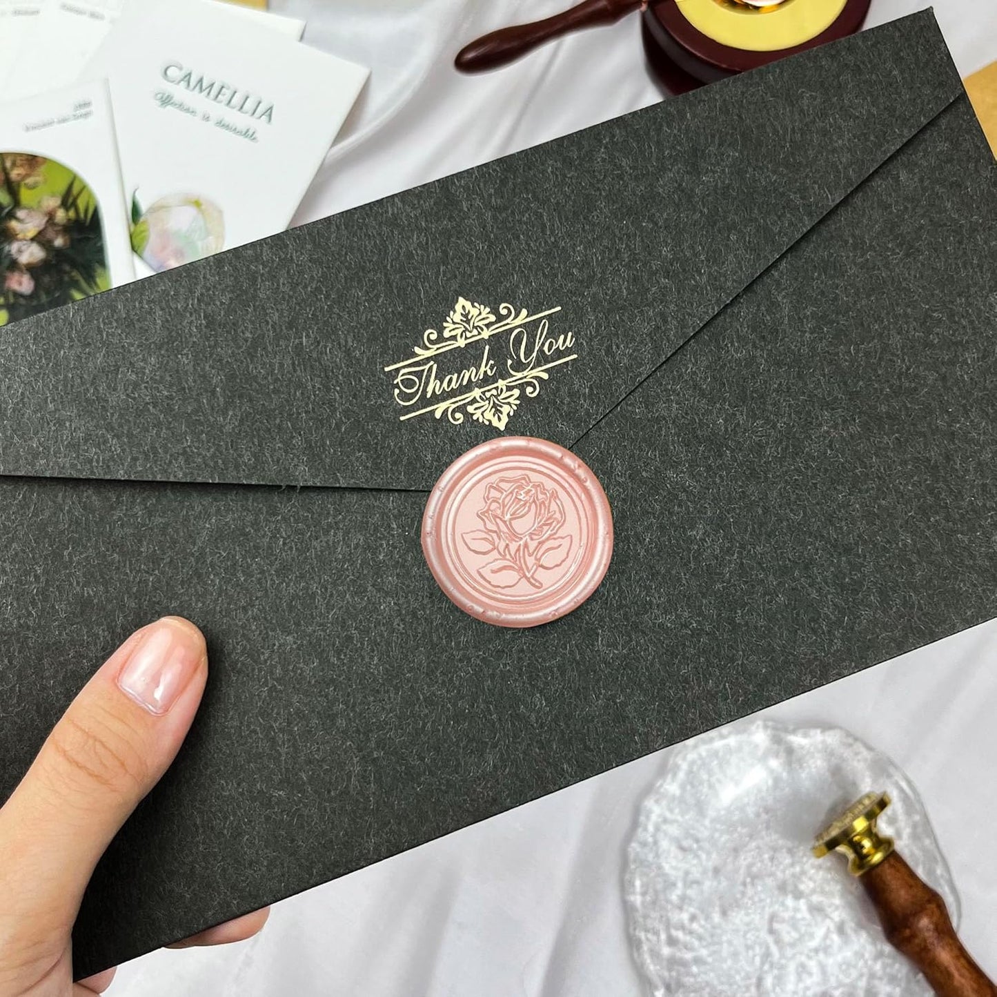 25Pcs Wax Seal Stickers Handmade Envelope Seals Self Adhesive Wax Stickers for Wedding Party Invitations, Envelope, Gift Wrap, Christmas(Rose Style, Pink)