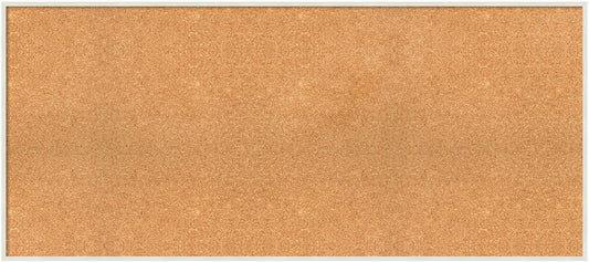 Amanti Art Natural Cork Board for Wall, 23x51 Vision Board with White Frame, Oversize Corkboard Office Decor for Home Organization, Modern Corkboard Pinboard to Display Items for Home Organization in
