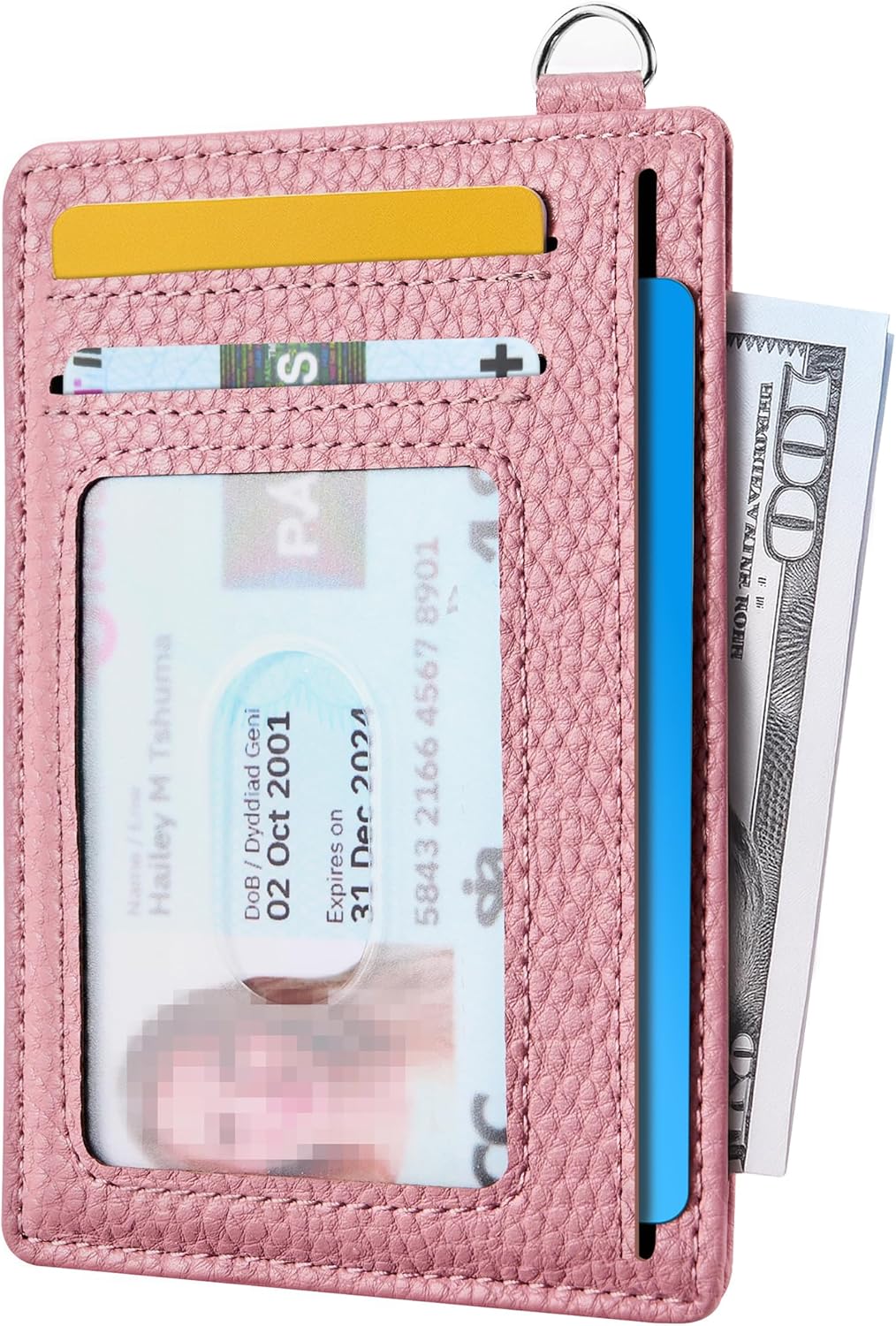 Mayski Slim Wallet, Credit Card Holder for Women, Minimalist Front Pocket RFID Blocking Card Cases, Small Wallet Women Men(Litchi Pink)
