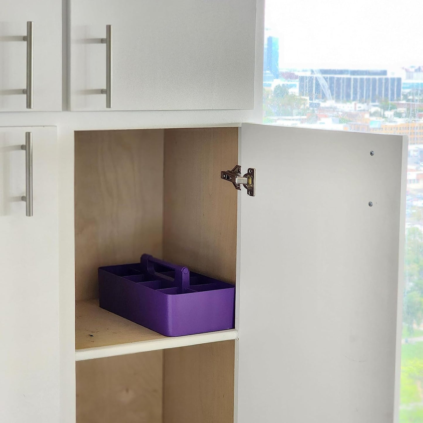 -Large Portable Caddy, DIY Dividers, 8 Compartments, School Office Supplies Home Business Organizer Portable Basket with Handle Made in USA (6 PACK, Royal Purple)