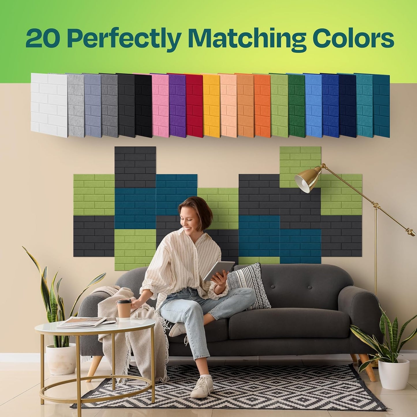 Acoustic Panels 18-Pack Soundproof Wall Panels 12"X12"X0.4" Brick Style Sound Panels Premium Sound Dampening Panels Easy Self Adhesive Installation - [Dark Gray]