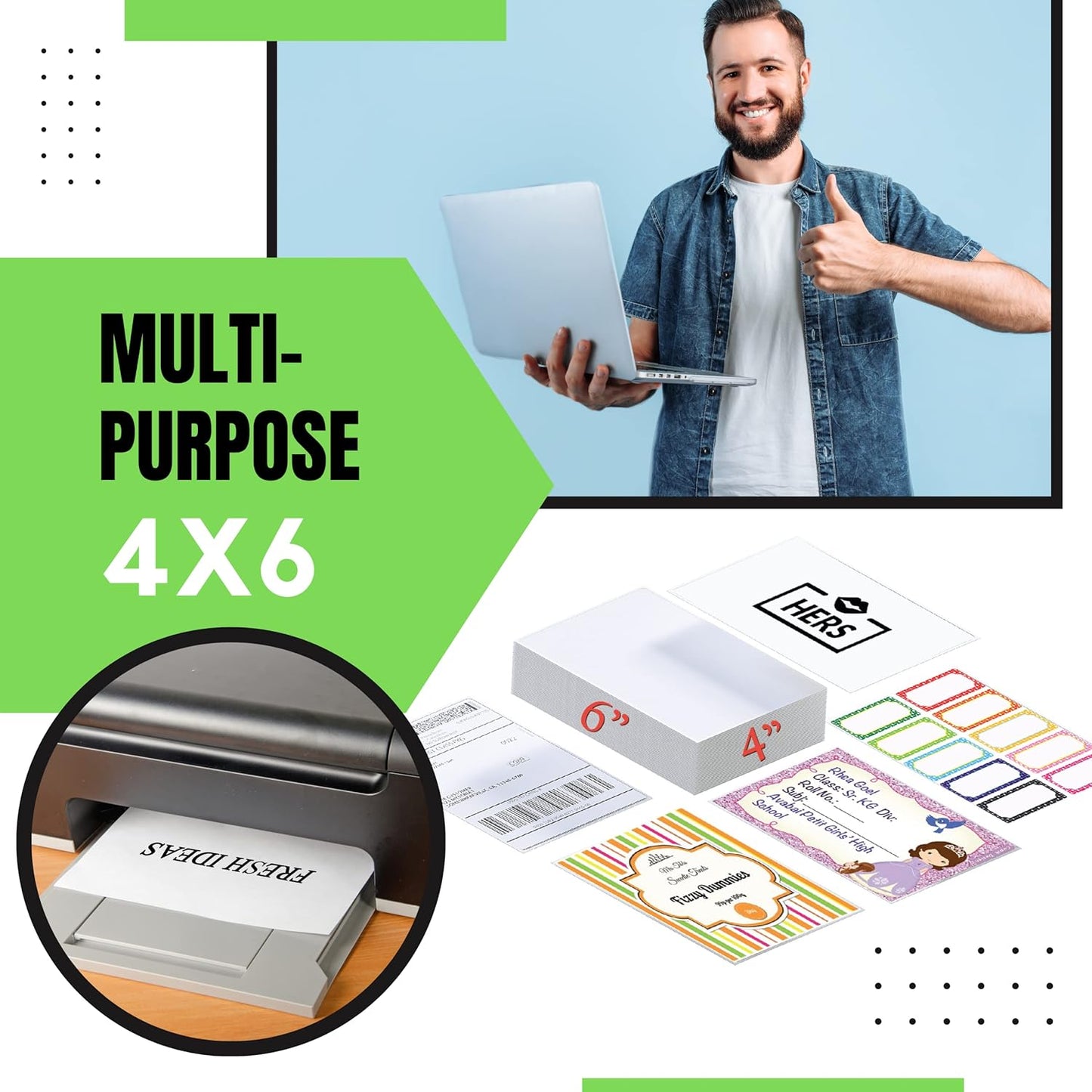 JETZAP Pre-Cut 4x6 Shipping Labels | Work on Most Inkjet and Laser Printers | Just Load & Print | USPS UPS FedEx for Home Printers | 300 Pack