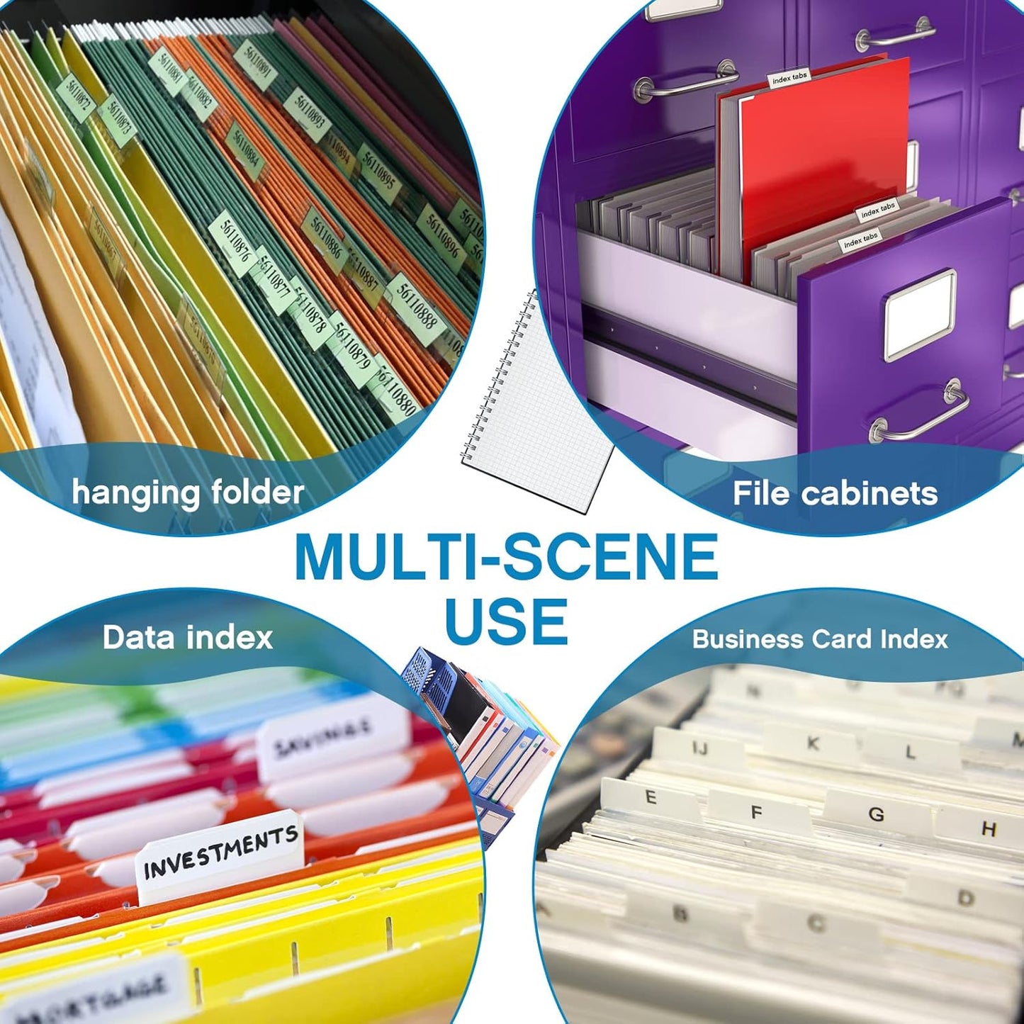 2 Inch Insertable Self-Adhesive Tabs with Printable Inserts with File Folder Labels Sticky Plastic Index Clear Divider Stick on File Self Adhesive for Book Page(50 Pieces)