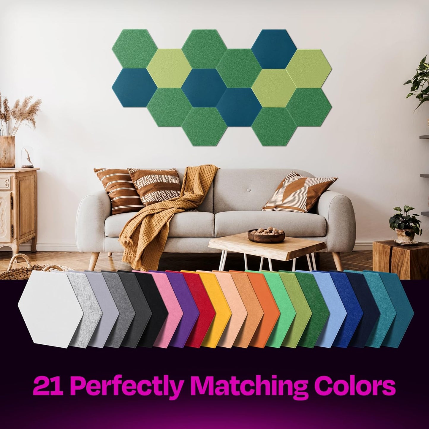 Acoustic Panels 12-Pack Soundproof Wall Panels 12"X10.4"X0.4" Sound Panels High Density Sound Dampening Panels - [Dark Green Hexagon]