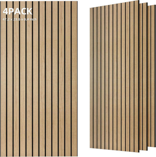 TO-TH Wood-Look Acoustic Panel, 4 Pack 47.2” x 23.6” Soundproof Wall Panels, Decorative Sound Absorbers Large Acoustic Panels for Home, Office, Basement, Teak