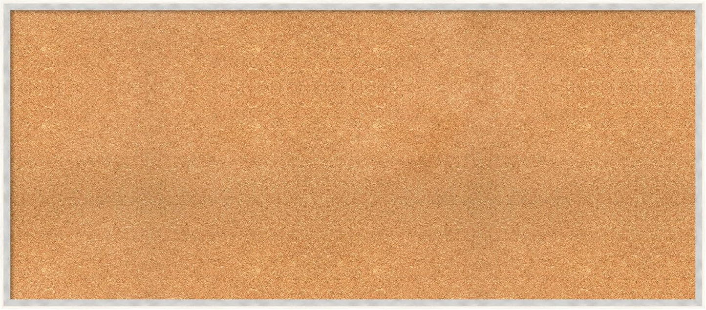 Amanti Art Natural Cork Board for Wall, 25x57 Vision Board with White Frame, Oversize Corkboard Office Decor for Home Organization, Modern Corkboard Pinboard to Display Items for Home Organization in
