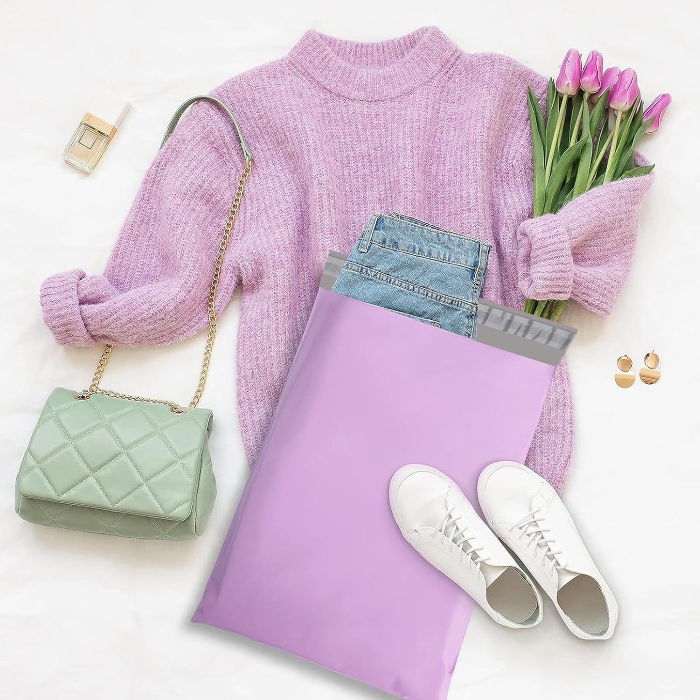 Fuxury Poly Mailers 10x13 Inch 500pc,Sturdy Shipping Bags for Clothes Bulk,Self Adhesive Mailing Shipping Envelopes,Waterproof Mailers Poly Bags,Colorful Packaging Bags for Small Business Purple