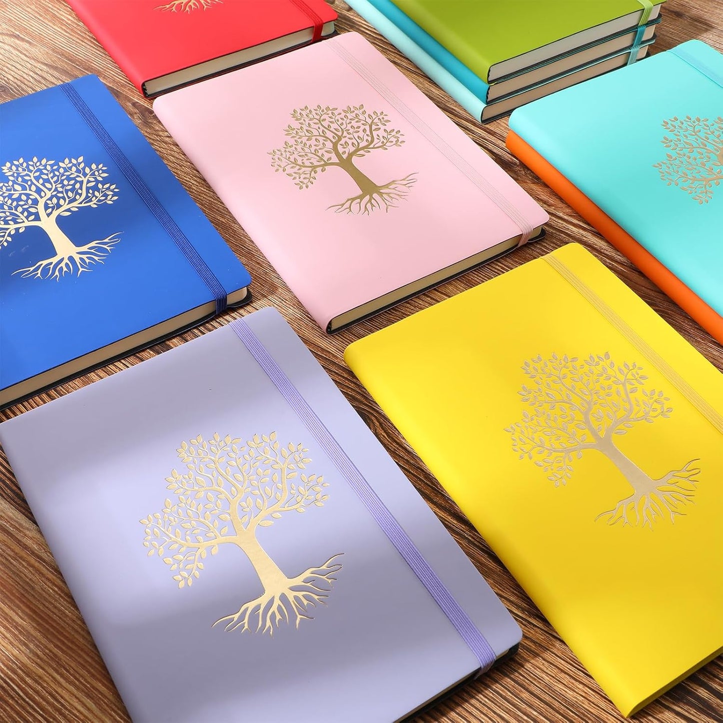 10 Pack Lined Journal Notebook A5 Leather Hardcover Journals for Writing 200 Pages 10 Colors Notepad for Travel Work School Office Business Note Taking Diary 5.7" x 8.3" (Bright Color)