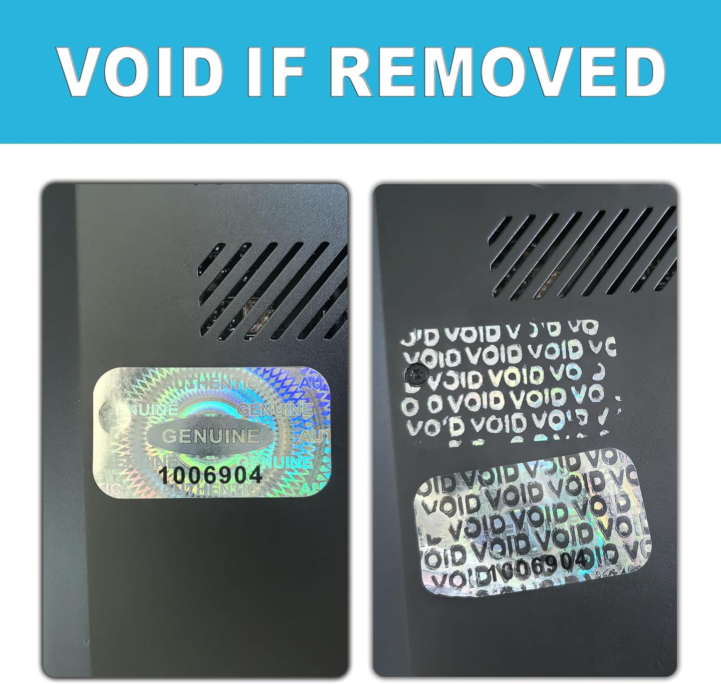 5200 pcs Hologram Tamper Proof Sticker, Security Tamper evident Label, Genuine Authentic Warranty Void Seal Labels with Unique Serial Number (1.2X0.68 inch,Silver)
