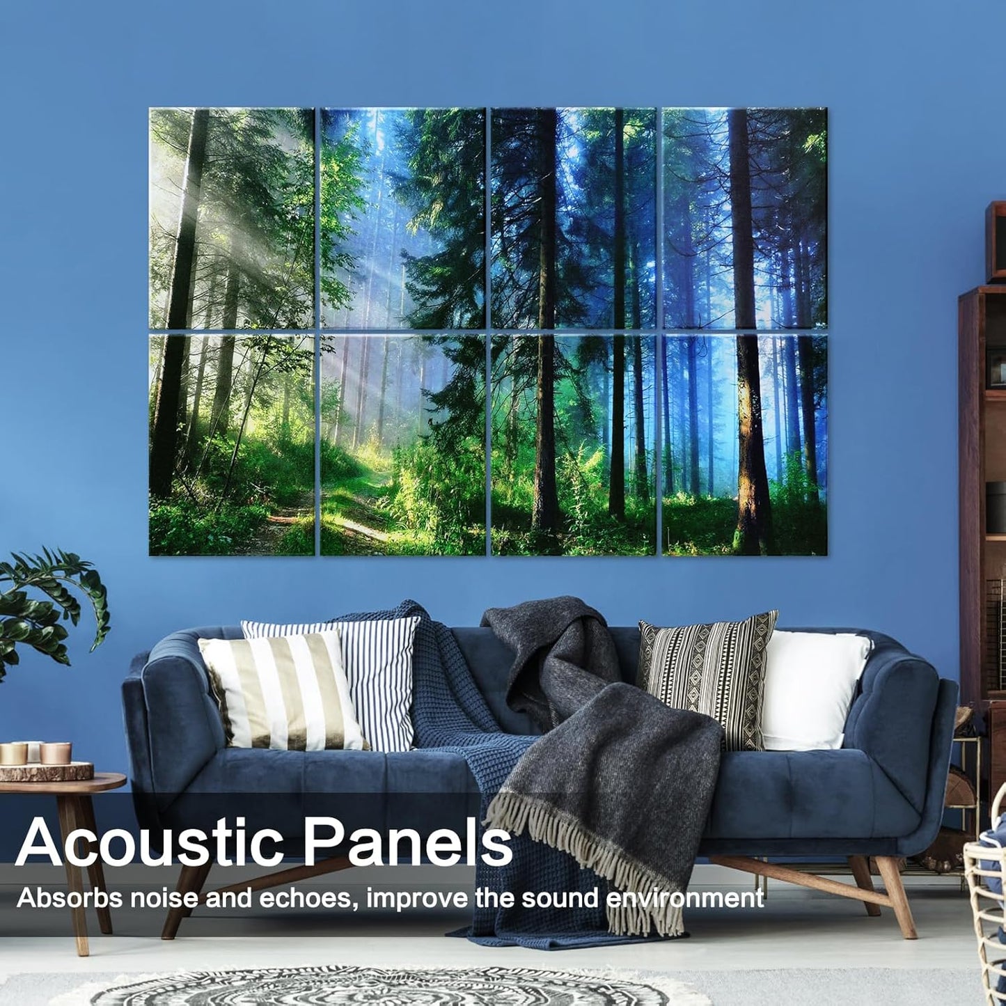 Art Acoustic Panels 8 Pack, Sound Proof Panels for Walls, 48"X32" Self-adhesive Sound Absorbing Wall Art, Decorative Acoustical Panels, Acoustic Treatment for Recording Studio(Nature Forest)