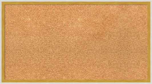 Amanti Art Natural Cork Board for Wall, 15x27 Vision Board with White Frame, Medium Corkboard Office Decor for Home Organization, Modern Corkboard Pinboard to Display Items for Home Organization in
