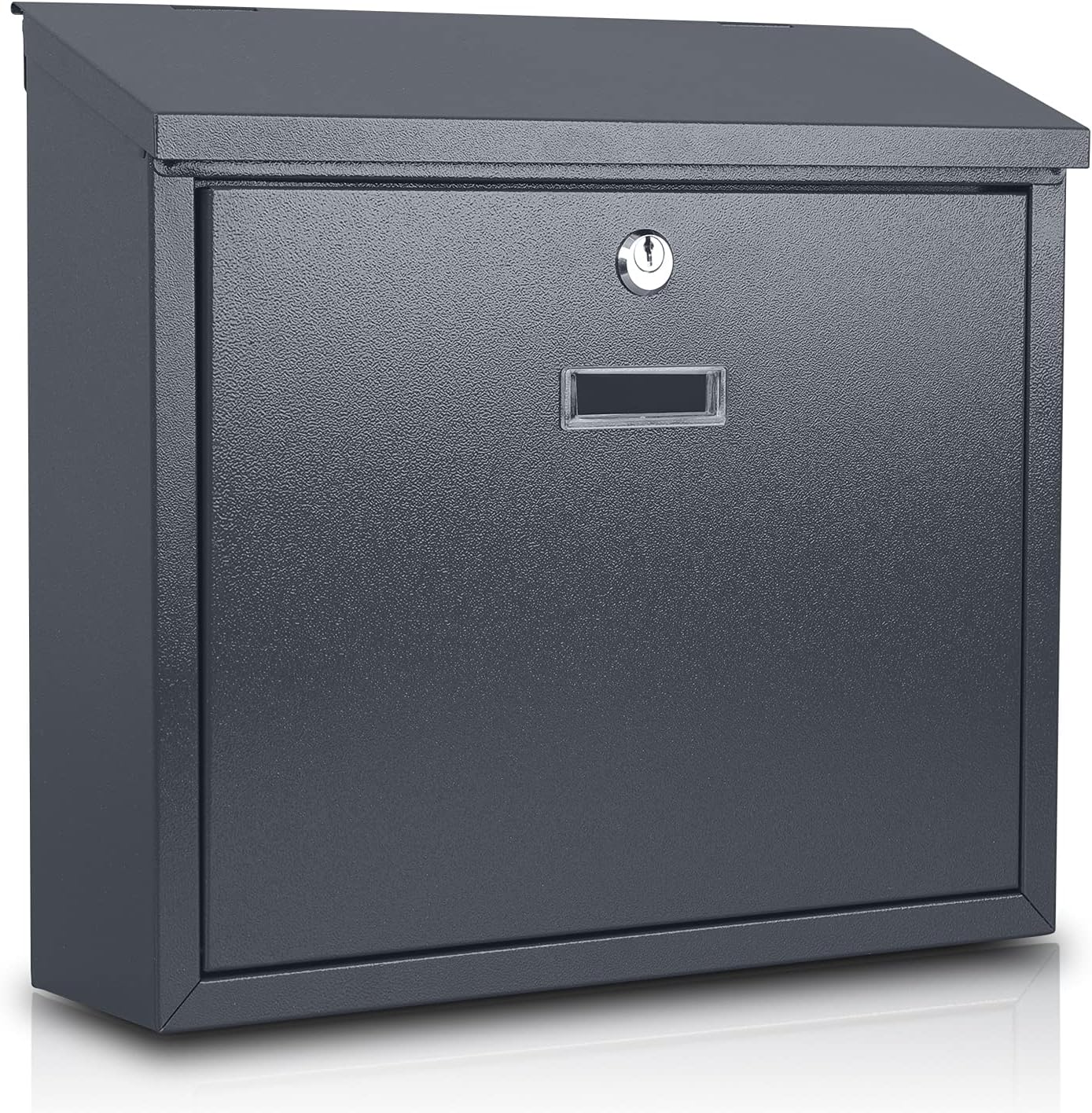 xydled Mail Boxes with Key Lock,Locking Mailbox Wall Mounted, Large Capacity, Galvanized Steel Cover Metal Postbox for House, 14 X 12.5 X 4.25 Inch, Grey