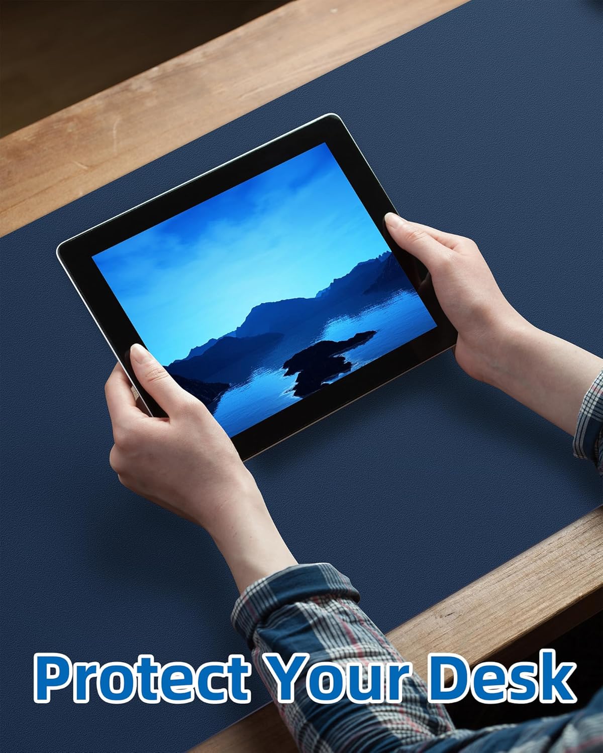 Non-Slip Desk Pad,Mouse Pad,Waterproof PU Leather Desk Protector,Ultra Thin Large Desk Blotter,Waterproof Keyboard mat for Office/Home/Decor(Midnight Blue 23.6" x 13")