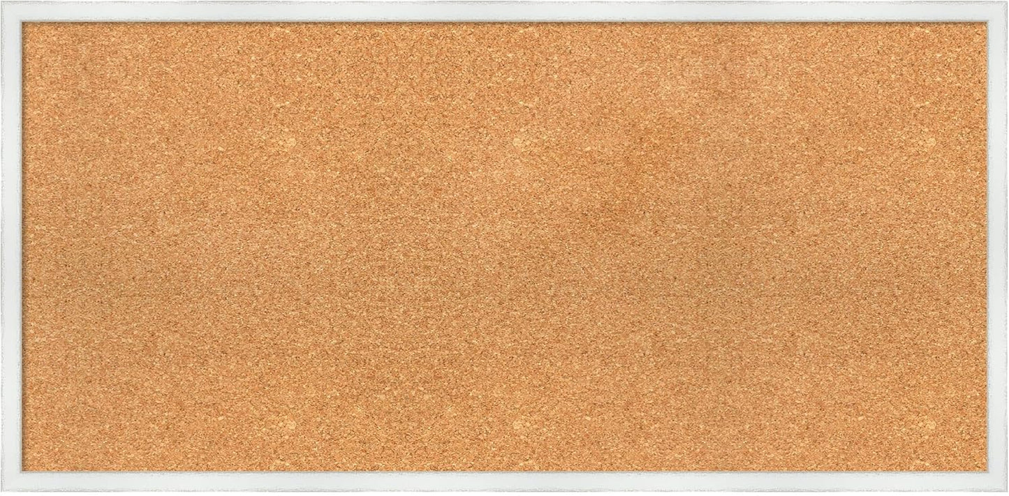 Amanti Art Natural Cork Board for Wall, 19x39 Vision Board with White Frame, Large Corkboard Office Decor for Home Organization, Country Rustic Corkboard Pinboard to Display Items for Home