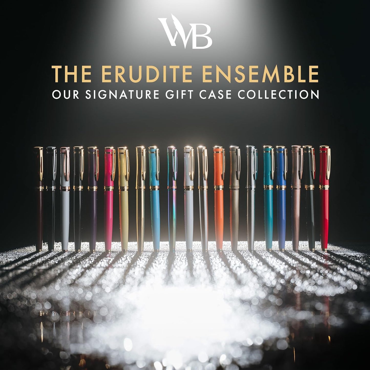 Wordsworth & Black Fountain Pen Set, 18K Gilded Medium Nib, Includes 24 Pack Ink Cartridges, Ink Refill Converter & Gift Box, Gold Finish, Calligraphy, [White Rose Gold], Perfect for Men & Women