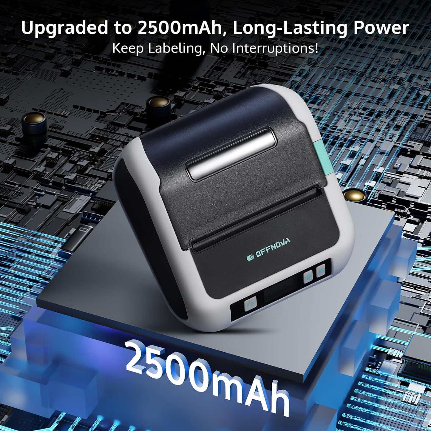 OFFNOVA Label Maker, 3-Inch Barcode Label Printer, Bluetooth Thermal Label Printer for Address, Shipping, Product Tags, Home, School & Office, Sticker Printer for Phones & PC with 1 Tape