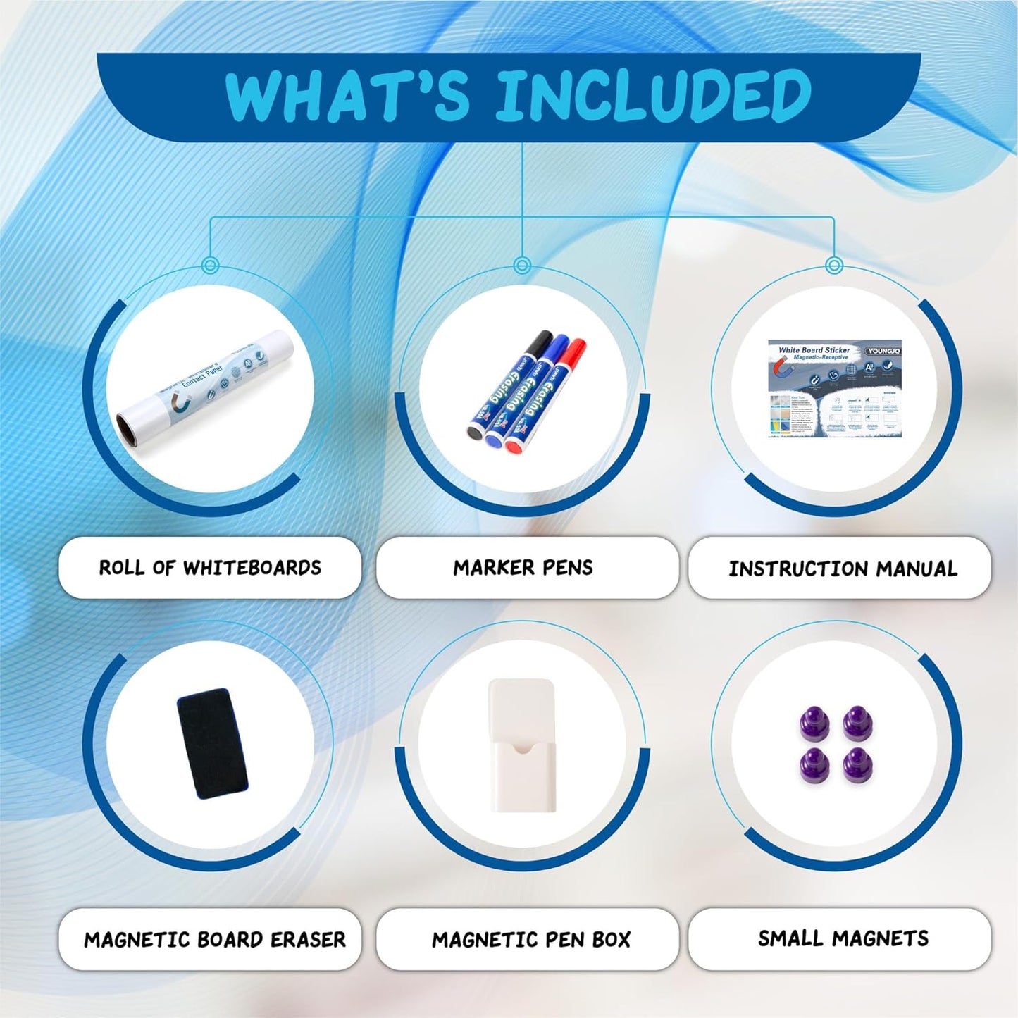 2-Pack, 39" x 18" Magnetic Whiteboard Contact Paper, Adhesive & No Ghosting Magnetic Dry Erase White Board Sticker for Wall Ideal for Playroom Home Office