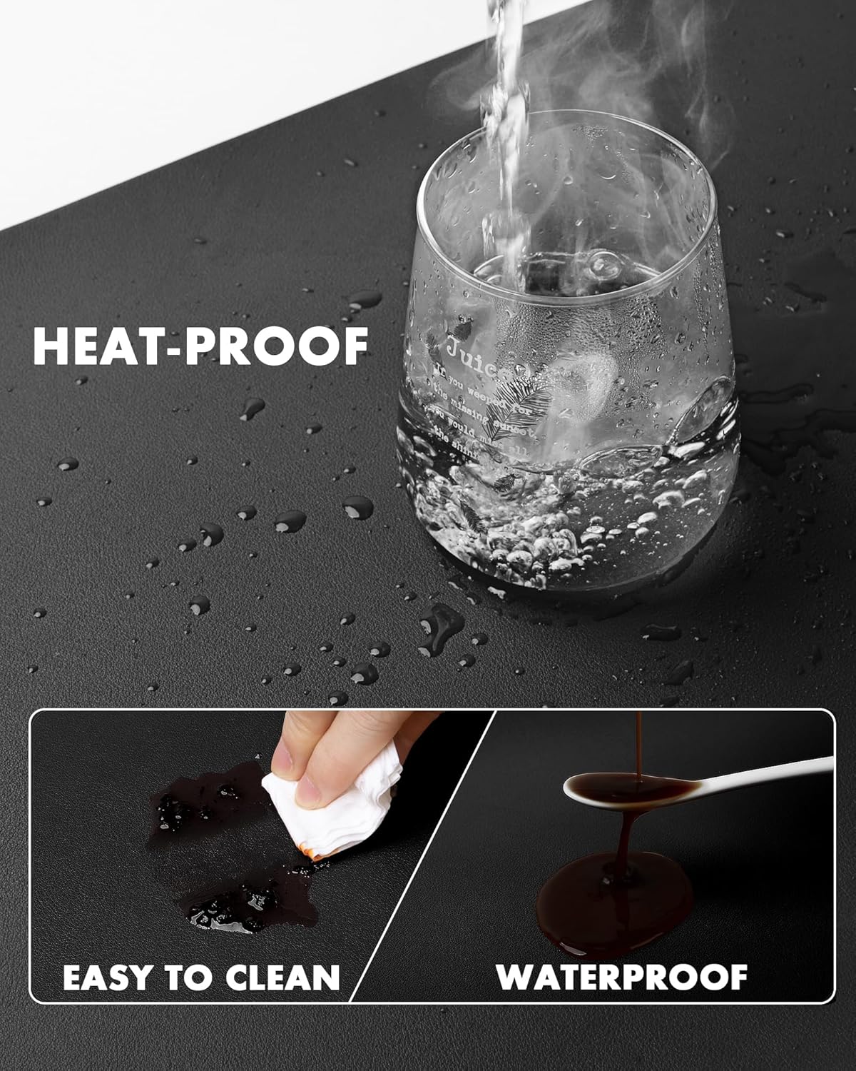 YSAGi Double-Sided Desk Pad, 31.5"x15.7"Leather Desk Mat, Eco Cork Desk Pad Protector,Large Mouse Pad,Waterproof Desk Blotter for Office/Home(Black)