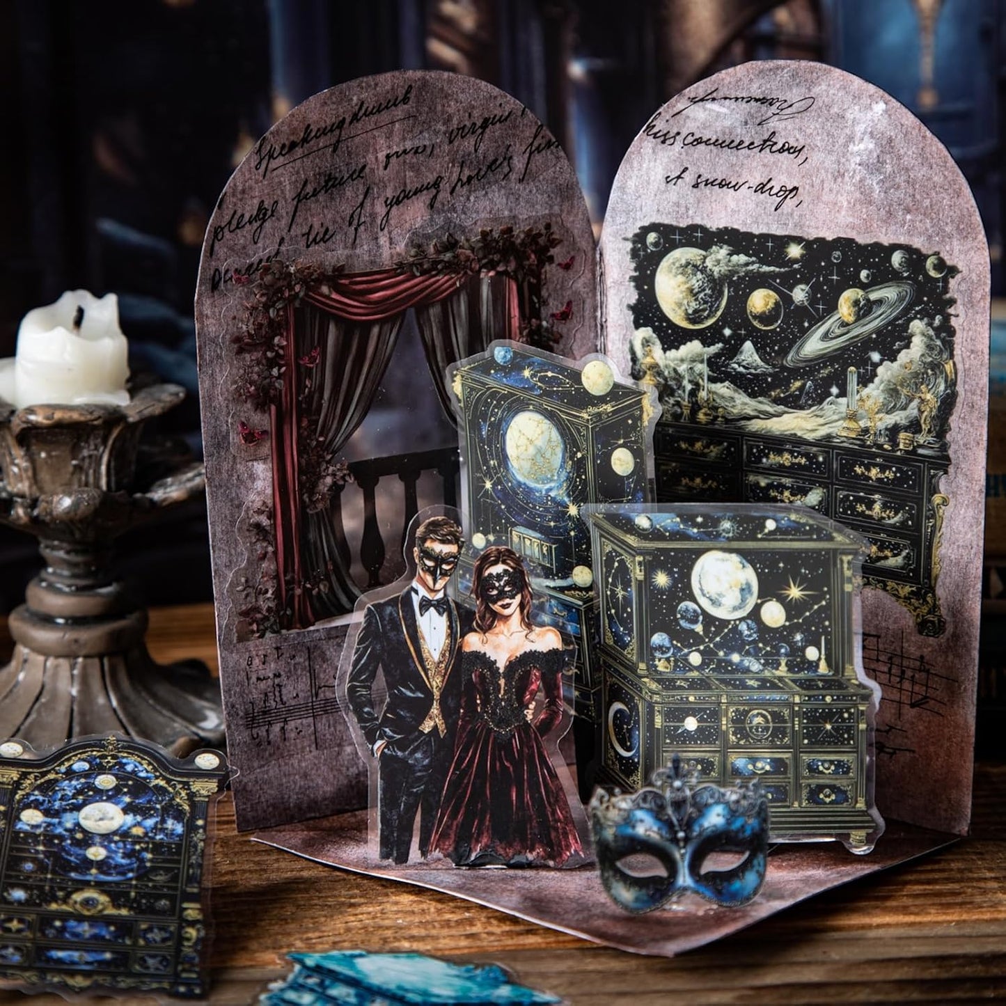 Magic Cabinet PET Stickers Set, 60PCS Fantasy Journal Stickers for Scrapbooking DIY Crafts Planner