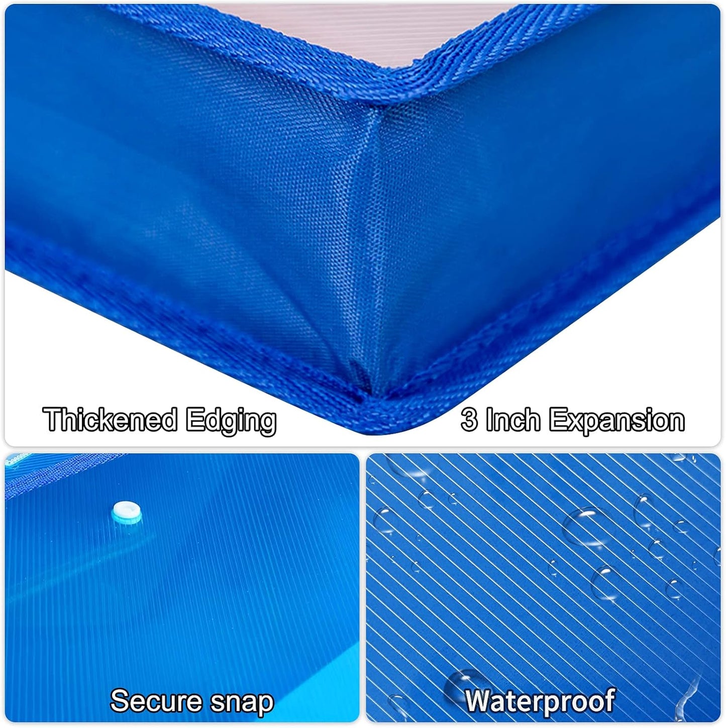 YoeeJob Plastic File Folders Legal Size 2 Pcs, Expandable Document Folder with Snap Button Closure, A4 Expanding File Wallet Envelopes Pouch with Label Pocket, Blue