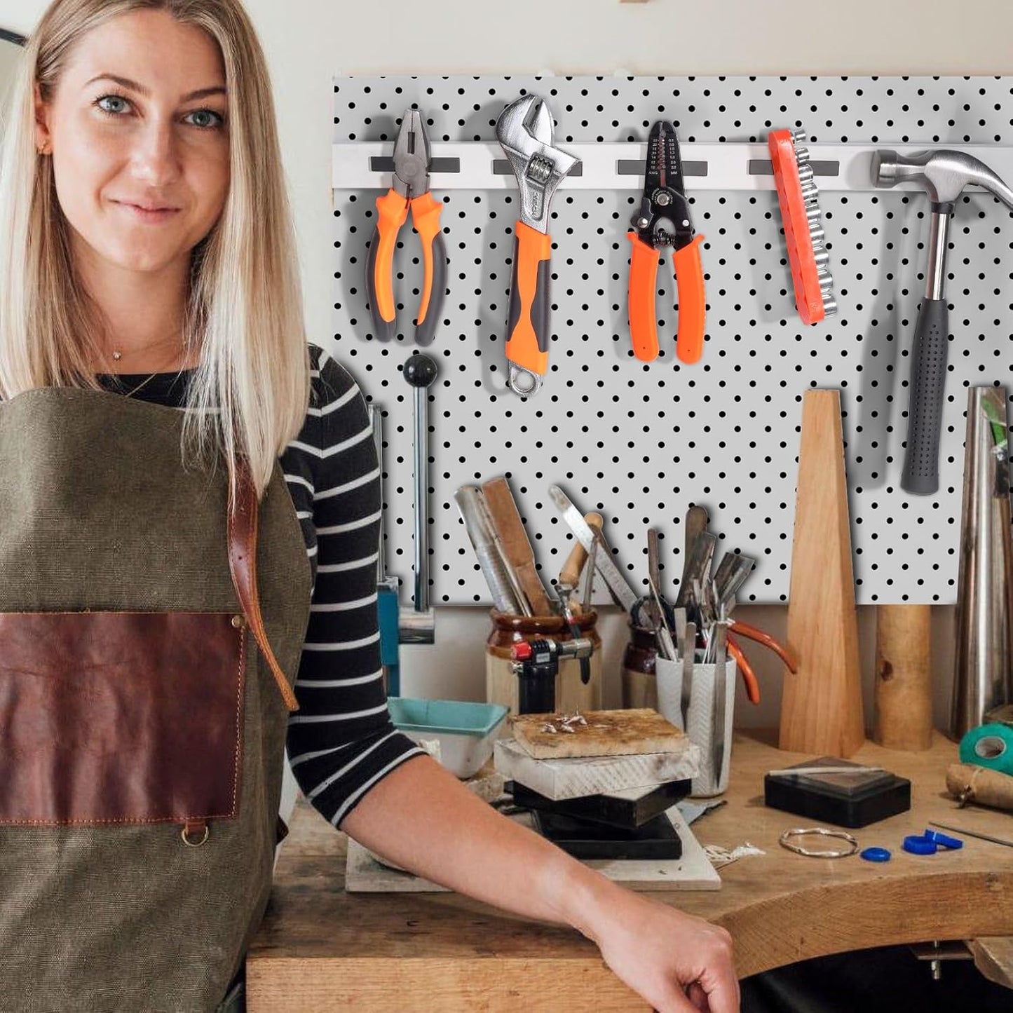 Grtard 20 Pack Bar Magnets, 60x10x3mm Permanent Rare Earth Magnets Bar, Powerful Magnets Heavy Duty Magnet Strips with Double-Sided Adhesive for Garage, Kitchen, Science, Whiteboard