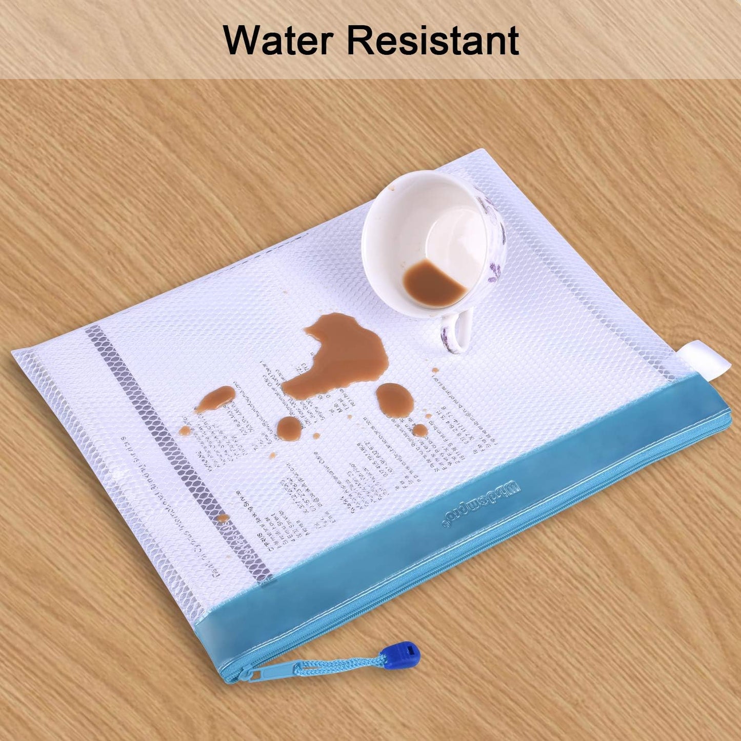 Zipper Pouch, Wisdompro 4 Packs Durable Letter Size Waterproof Mesh File Bag, Document Organizer - Pink/Blue