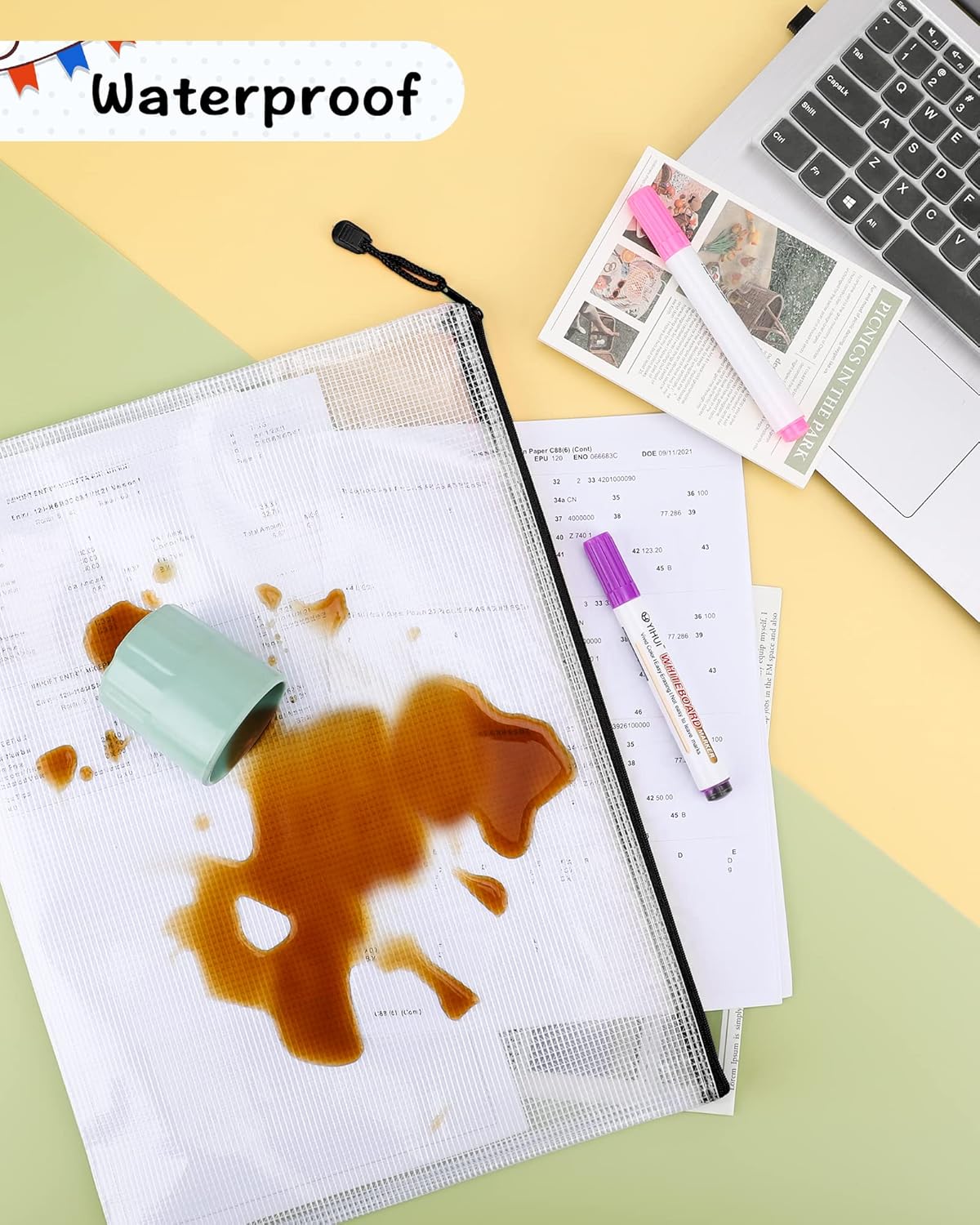 Umriox 5PCS A3 Zipper Bags, Extra Thick Mesh Zipper Pouch, Large Storage Bags, Zipper Pouches for Office Supplies, Puzzles Organizing Storage