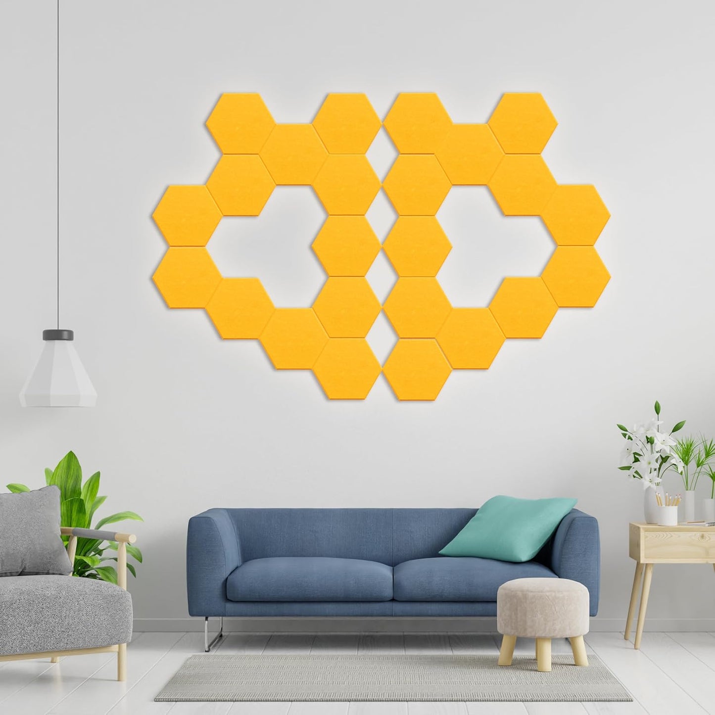 Hexagonal Acoustic Panels-12 Pack High-Density Sound Absorbing Panels 12"X10"X0.4" for Enhanced Noise Reduction, DIY Design, Idea for Studios, Offices, and Home Theaters(Orange)