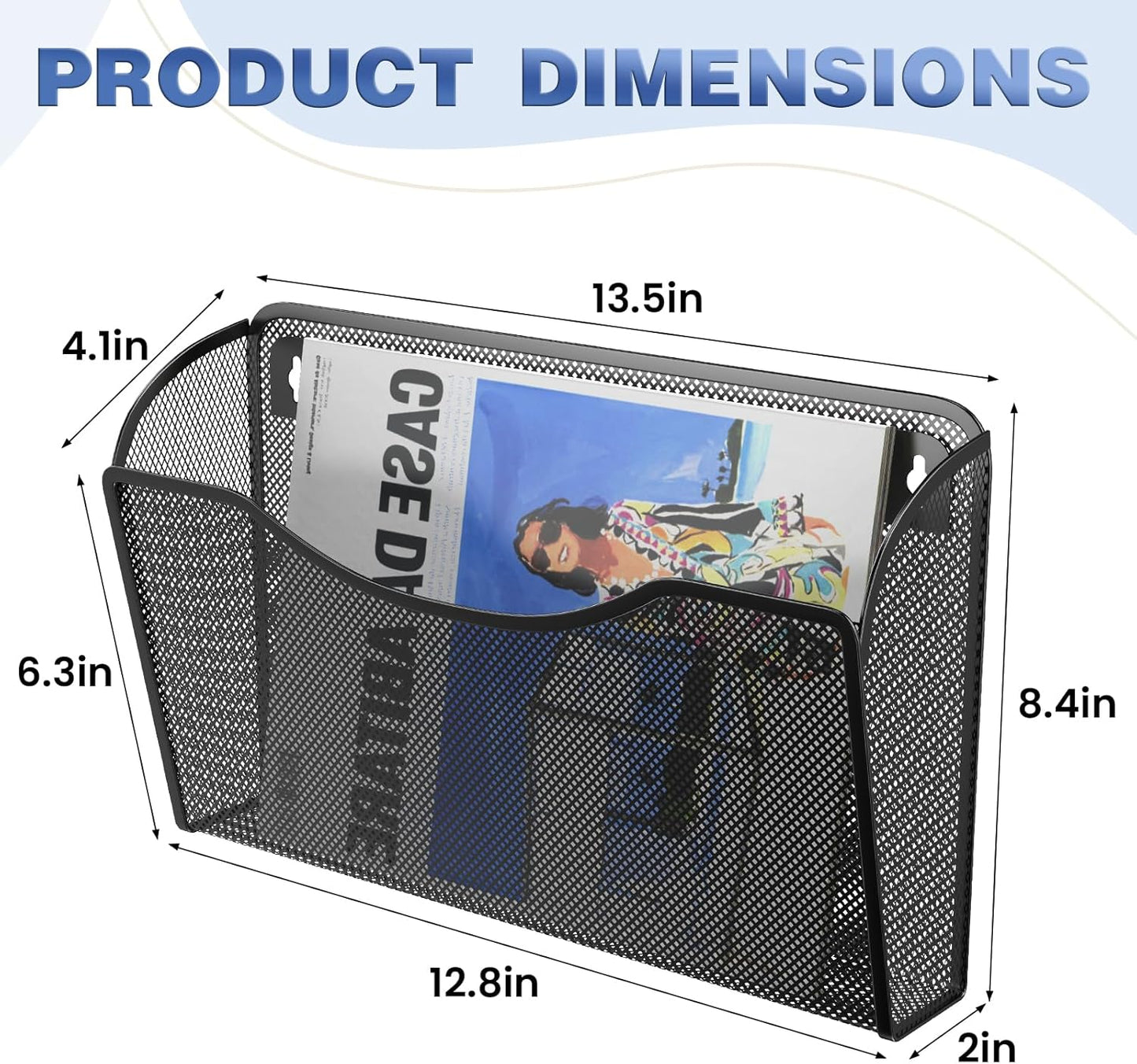 Wall File Organizer,Hanging Wall Mounted File Folder Binder Holder Mail Organizer for Office,Home and School Supplies