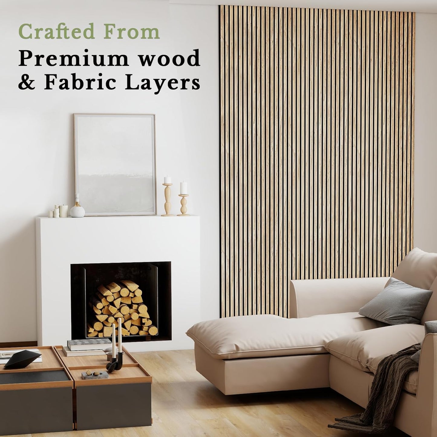 MISSDAY Wood Slat Acoustic Wall Panels, 2 Packs 94.5" x 23.4" Oak Soundproof Panel For Interior Wall Decor Noise Absorbing-3D Textured Wooden Panel Sound-Absorbing for Home, Office, Studio