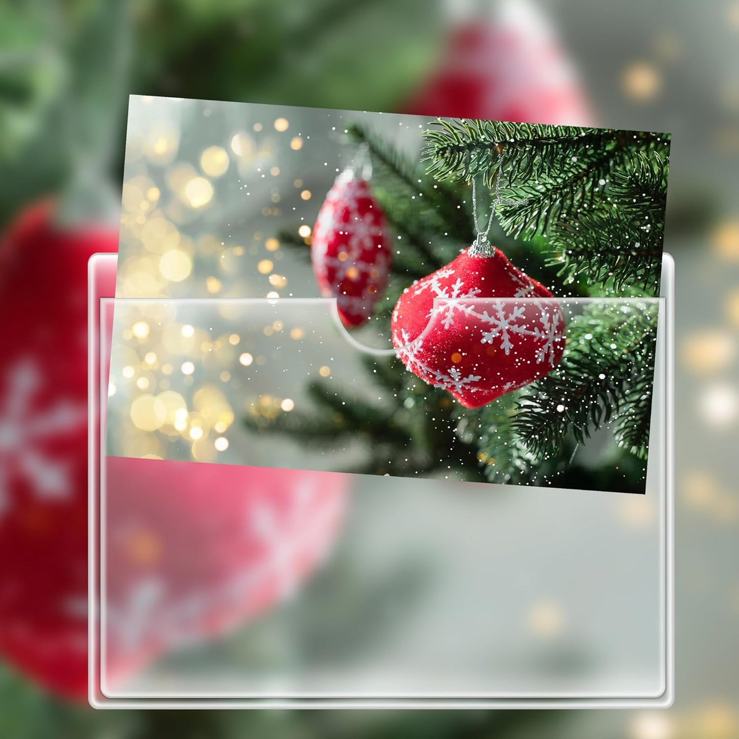 TOTiyea 50 Pack Clear Adhesive Pockets for Index Card Sleeves and Planners, Top Loading, Plastic Label Holder for Note Cards (5x7 Inches)