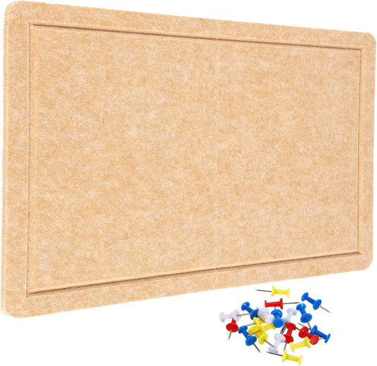 YOKIVE Felt Bulletin Board, 24 x 15.7 -Inch Foldable Decorative Pin Board Self Adhesive Felt Cork Board with 20 Pushpins, Great for Wall, Photo Display, Paste Note, Schedule(Beige Brown)