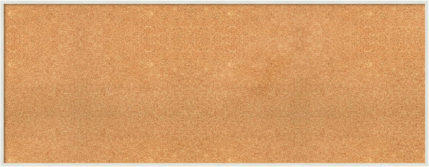 Amanti Art Natural Cork Board for Wall, 21x53 Vision Board with White Frame, Oversize Corkboard Office Decor for Home Organization, Modern Corkboard Pinboard to Display Items for Home Organization in
