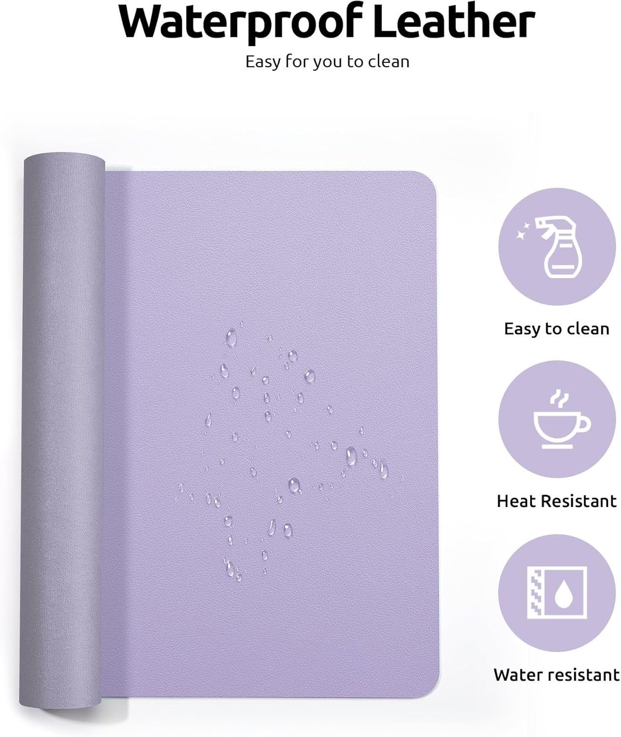 YSAGi Leather Desk Protector, Office Mat, Large Mouse Mat, Non-Slip PU Leather Blotter, Laptop Pad, Waterproof Writing Pad for Office and Home (Light Purple, 23.6" x 13.8")