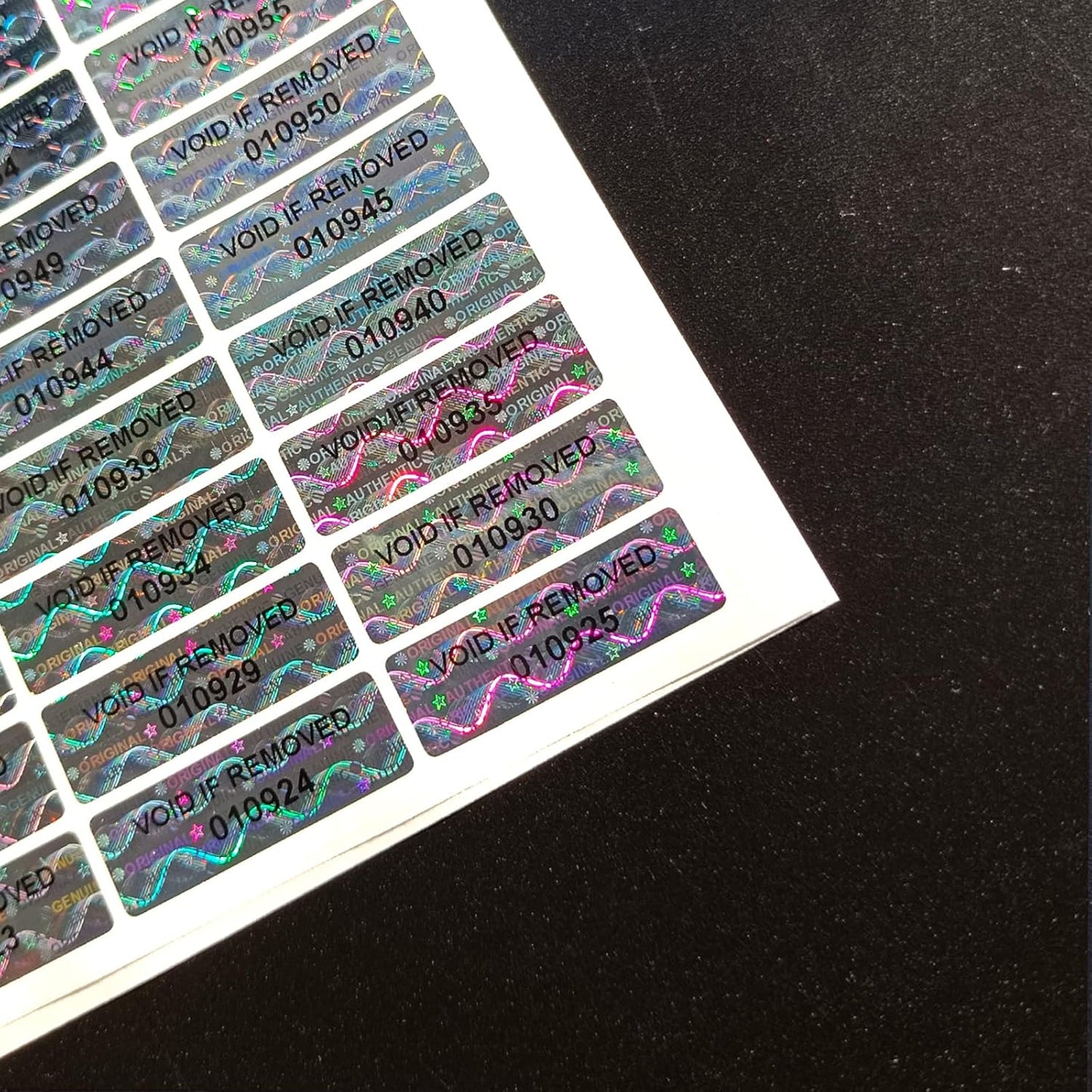 Hologram Stickers with Serial Number Security Labels Warranty Void Seal Tamper evident Labels Tamper Proof Stickers for Envelopes, Box and Packaging(1.2 X 0.4 Inch,350 pcs)