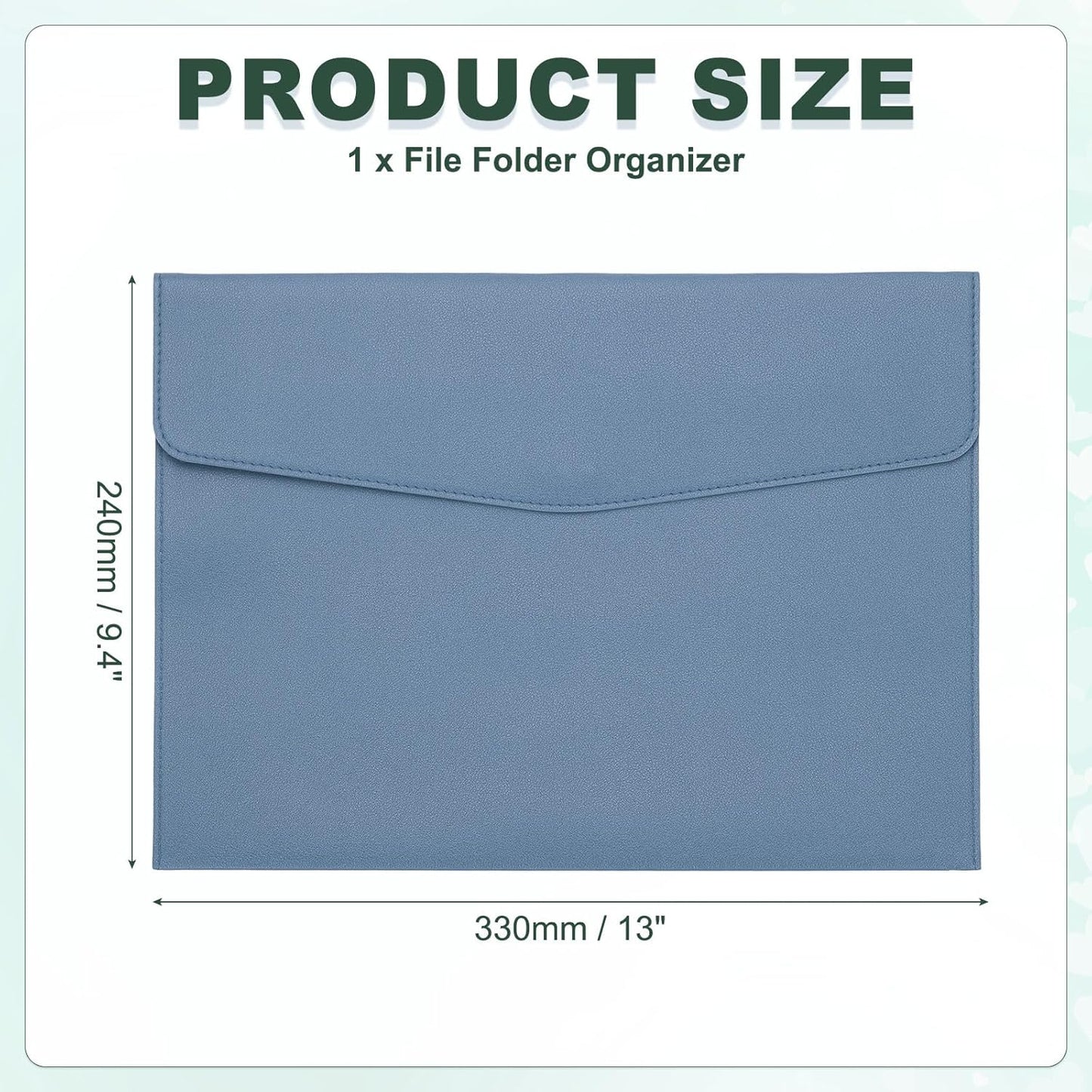 PATIKIL PU Leather A4 File Folder, Document Holder Filing Organizer Portfolio Envelope Folder Case with Snap Closure for Letter Receipt Style 2, Blue